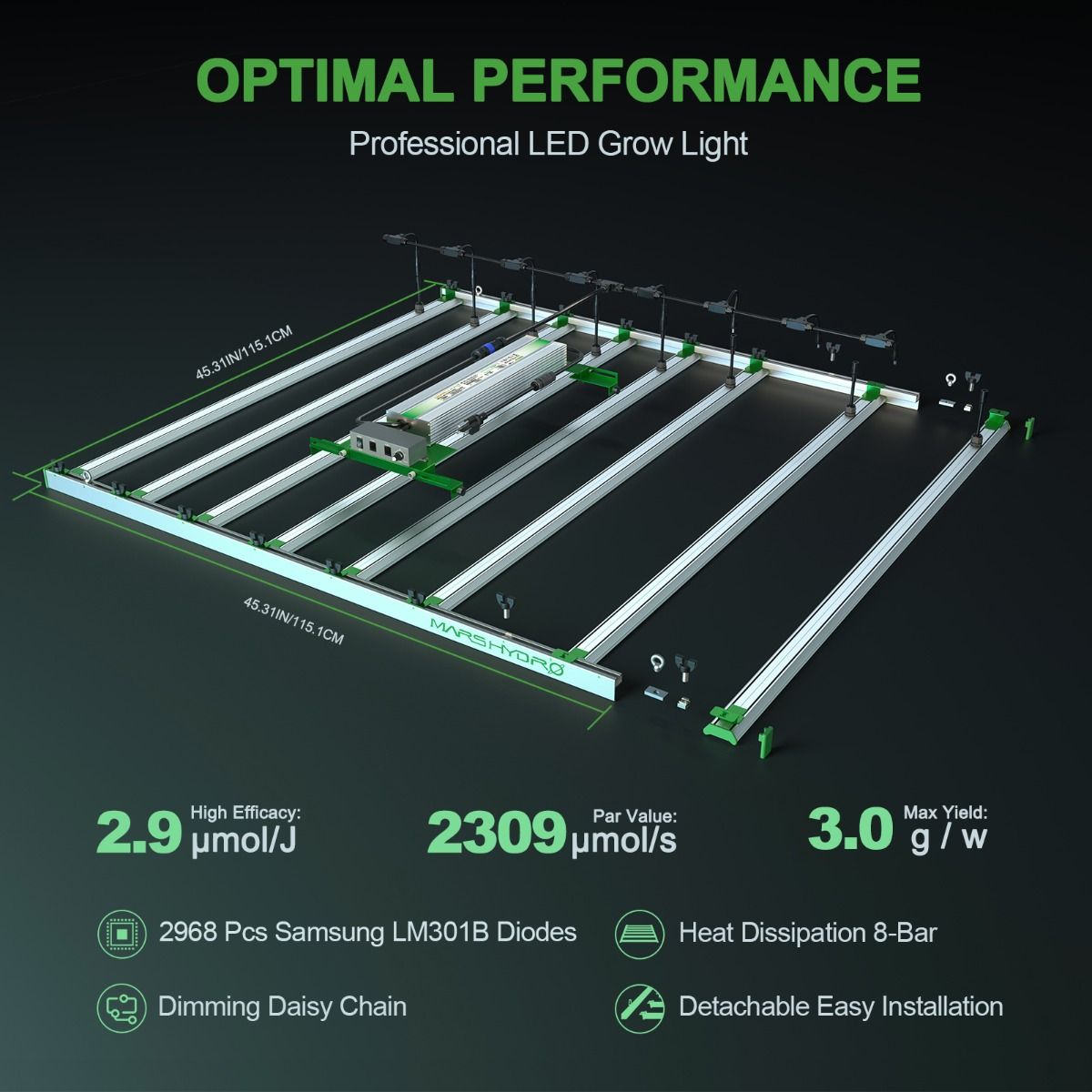 Mars Hydro FC8000 Samsung LM301B Osram 800W CO2 Commercial LED Grow Light