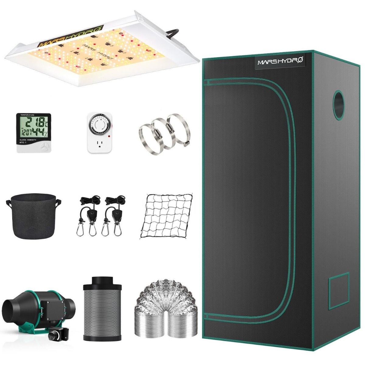 Mars Hydro TS 600 LED Grow Light + 2'X2'(60X60CM) Indoor Complete Grow Tent Kits