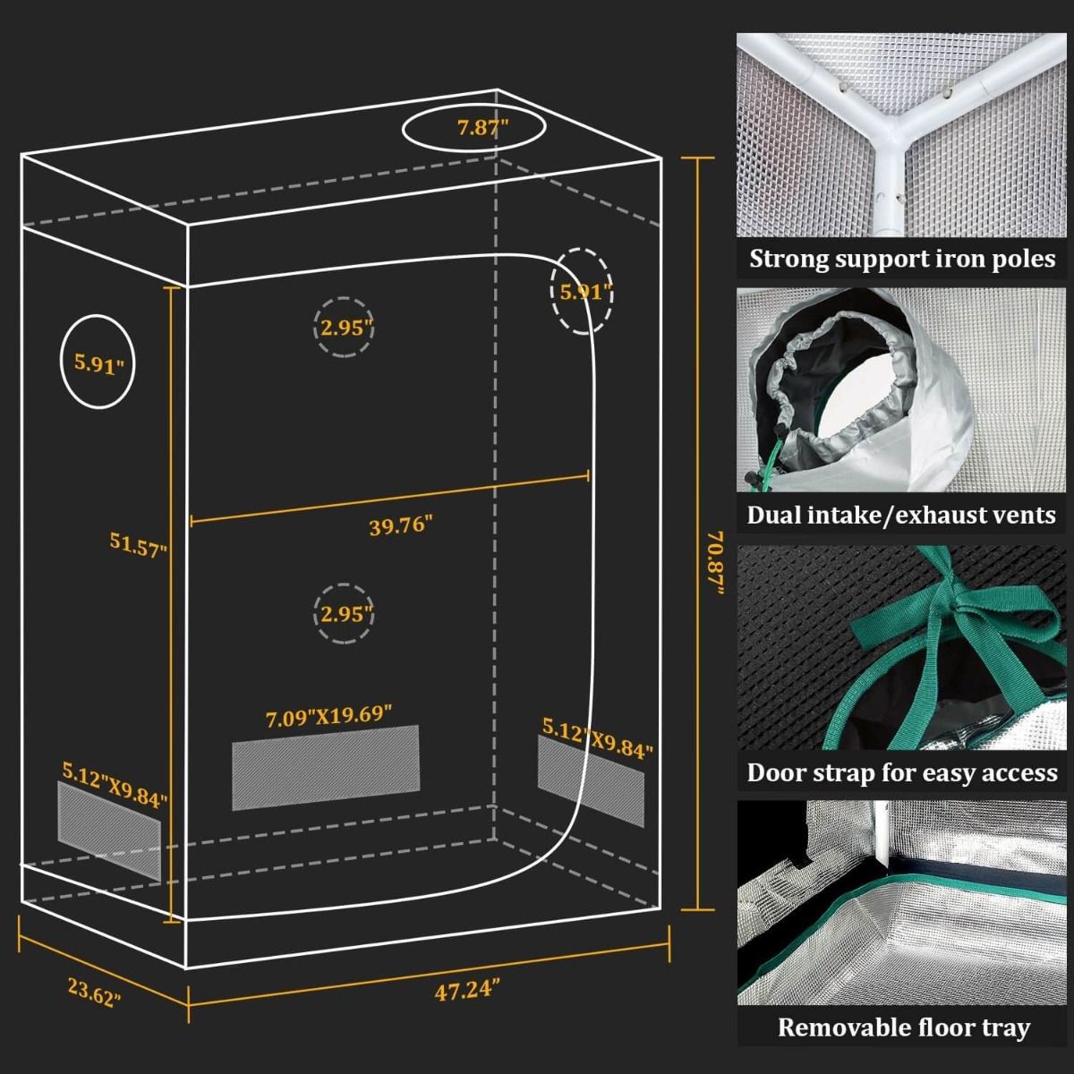 Mars Hydro TSL 2000 LED Grow Light + 2'X4'(60X120CM) Indoor Complete Grow Tent Kits