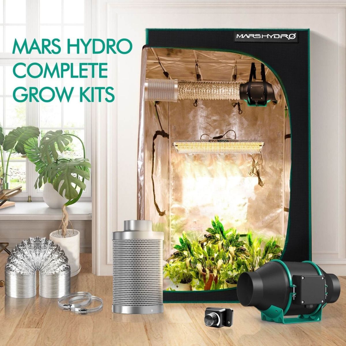 Mars Hydro TSL 2000 LED Grow Light + 2'X4'(60X120CM) Indoor Complete Grow Tent Kits