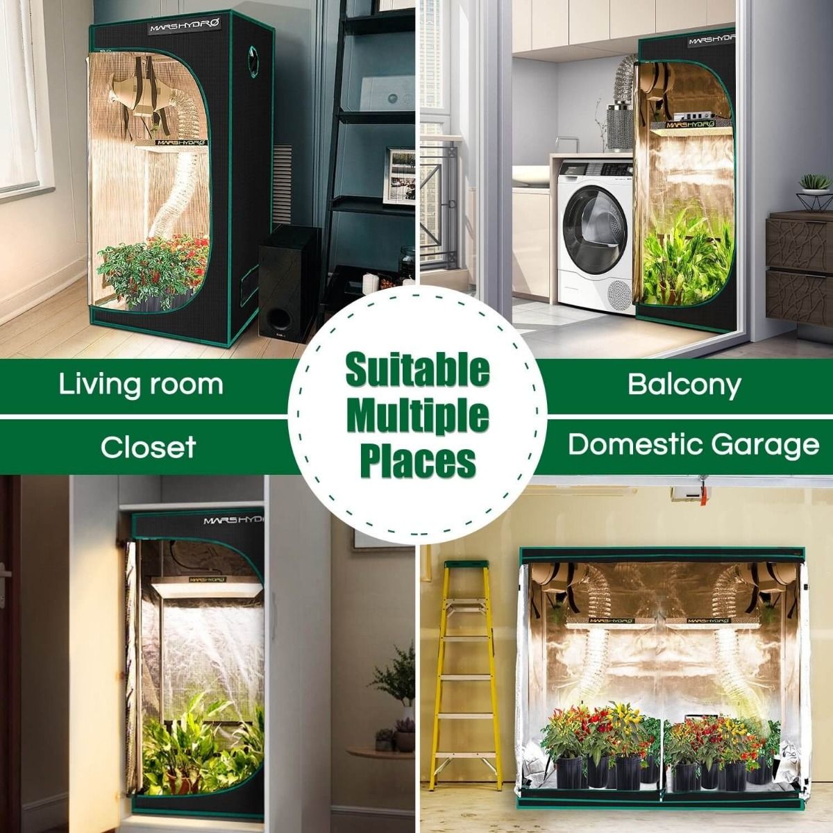 Mars Hydro 48"x48"x80" Hydroponic Indoor Grow Tent - 4'x4'(120x120x200cm)
