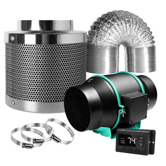 Mars Hydro 6 Inch Inline Duct Fan and Carbon Filter Combo with Thermostat Controller