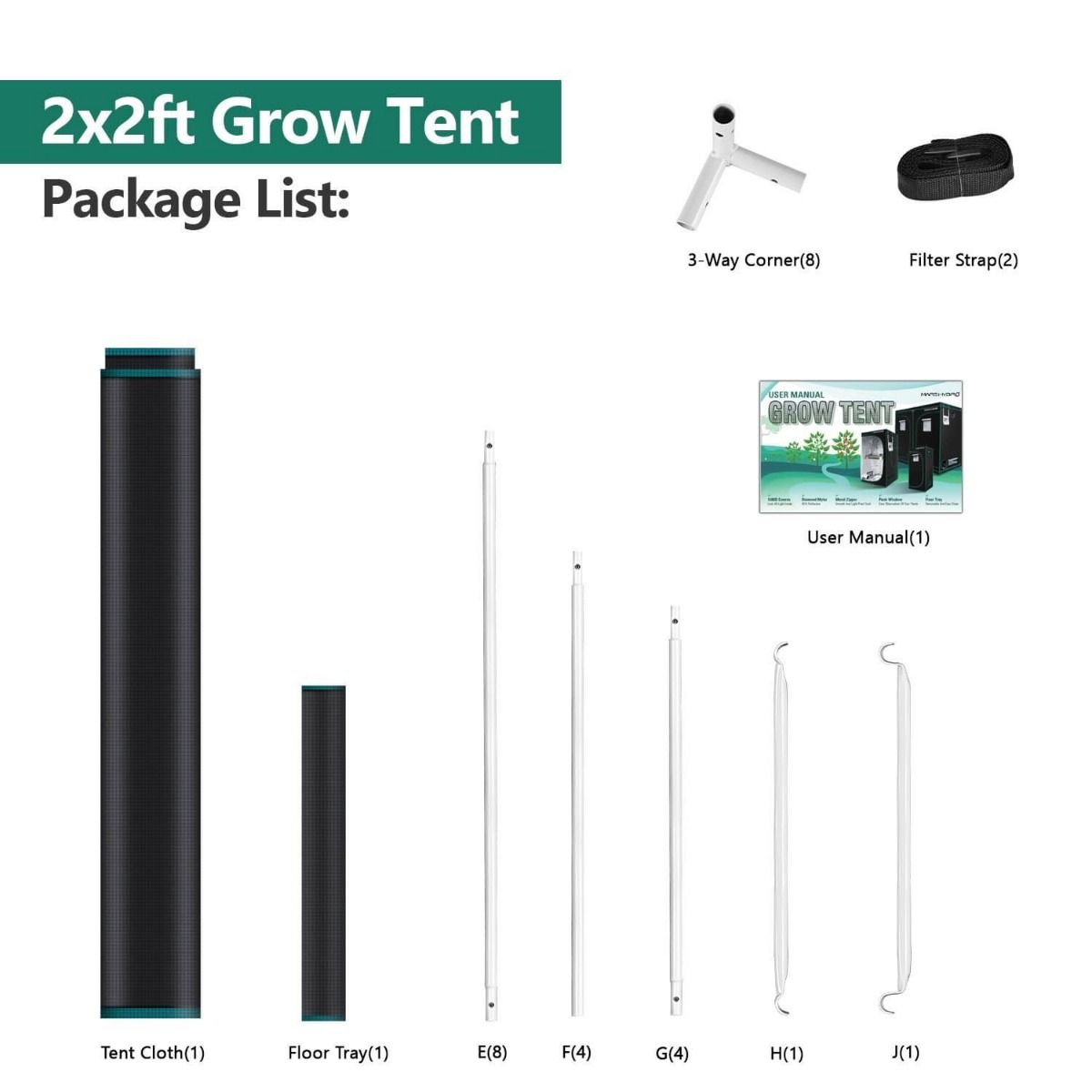 Mars Hydro 24''x24''x55'' Hydroponic Indoor Grow Tent - 2'x2'(60x60x140cm)